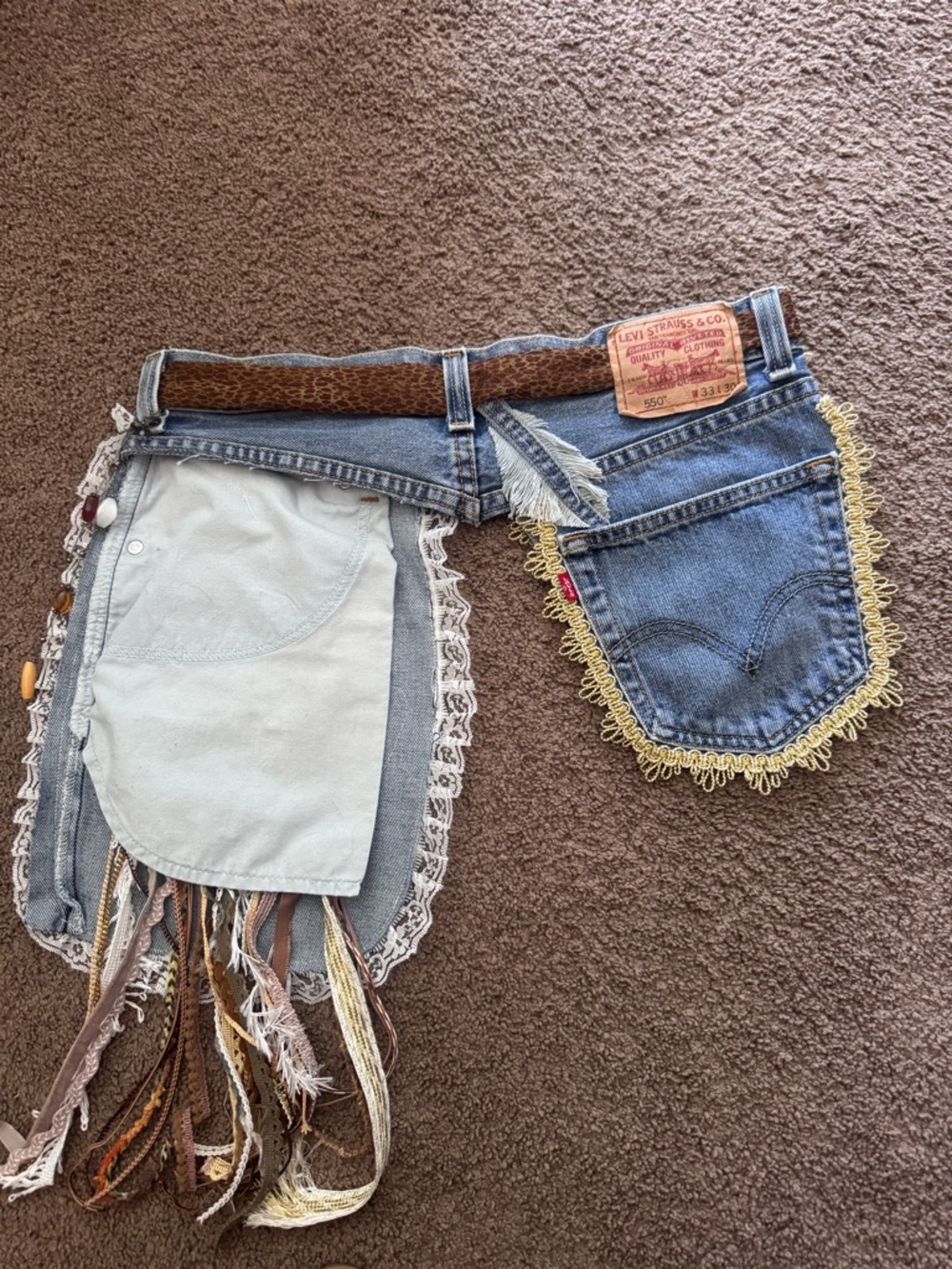 Custom Upcycled Denim Boho Fanny Belt - Picture 10 of 11